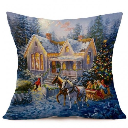 Printed Linen Pillow Case Decorative Pillows For Sofa Seat Cushion Cover 45x45cm (2)